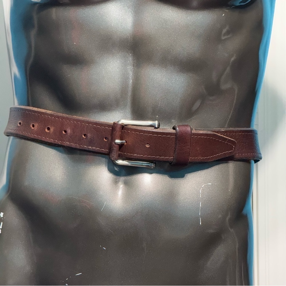 Daniel Cremieux Men's Brown thick Leather Belt with silver Buckle 42